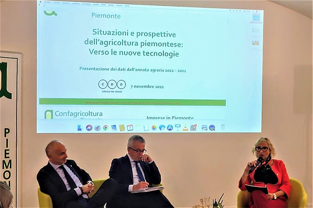 Presentazione dati Agricoltura Piemonte: Enrico Allasia, Marco Protopapa, Lella Bassignana. Ph. Credits Andrea Di Bella